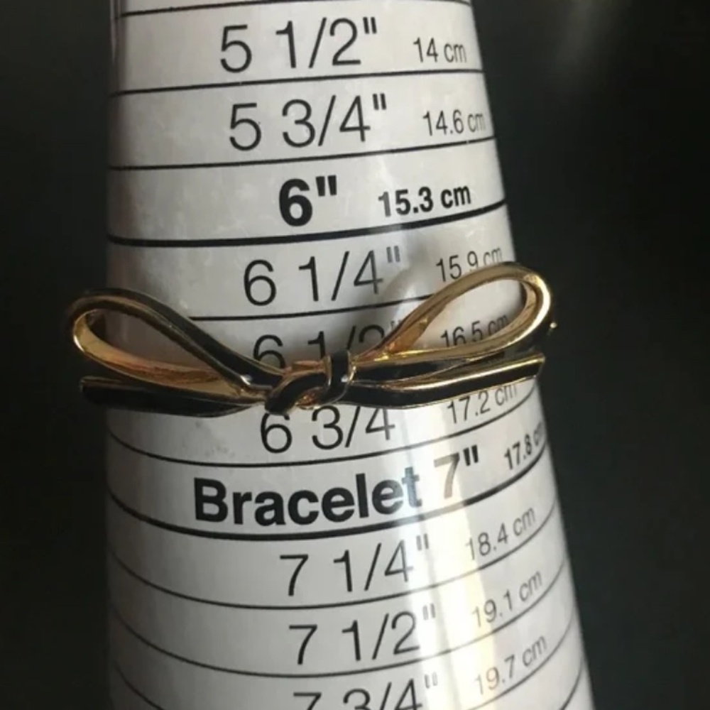 Kate Spade New York Skinny Mini Bow Gold-tone/Black Bangle Bracelet - Picture 8 of 10